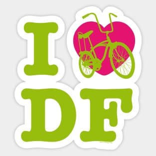 I Love Cycling DF Green Pink / Yo Amo andar en Bicicleta en el DF / Chilango Pride / Orgullo Chilango Graphic Sticker